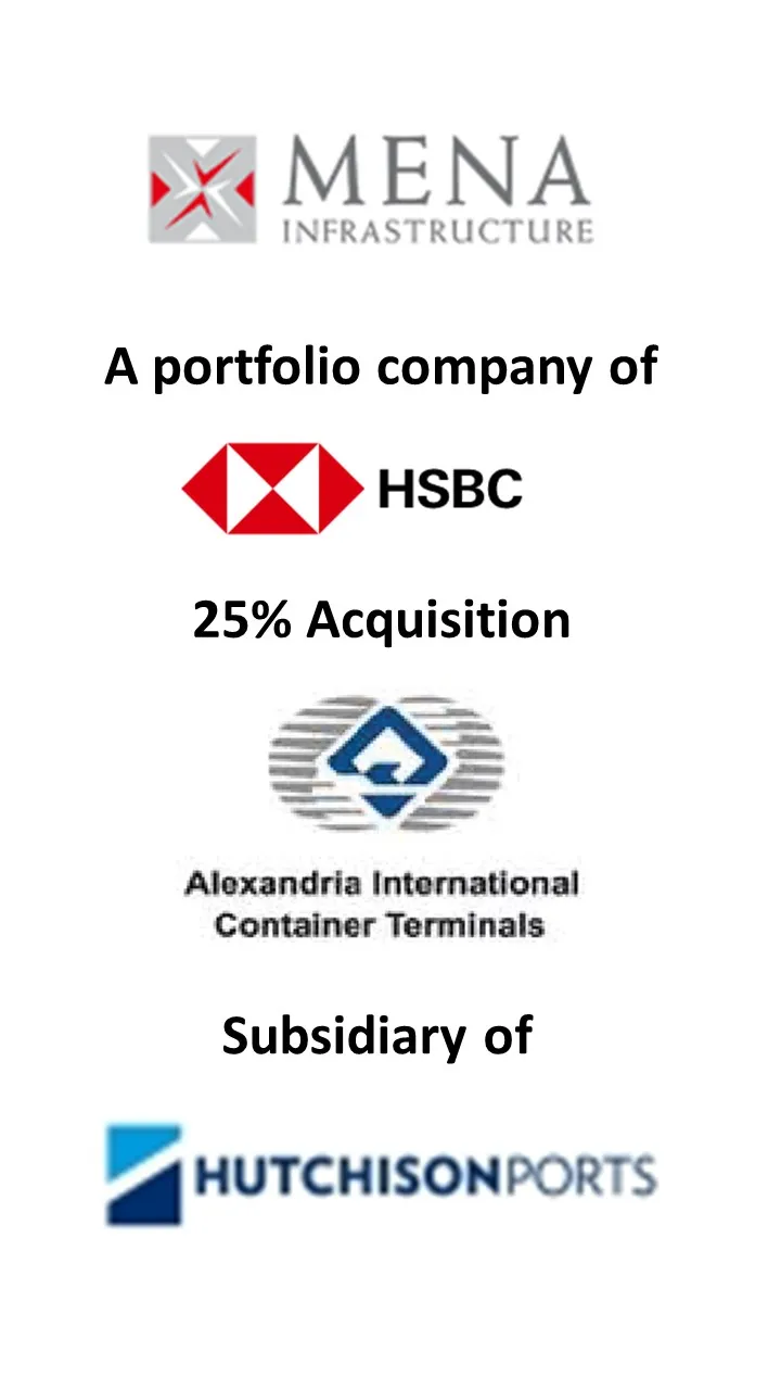 MENA Infrastructure (a portfolio company of HSBC) — 25% acquisition of Alexandria International Container Terminals, a subsidiary of Hutchison Ports